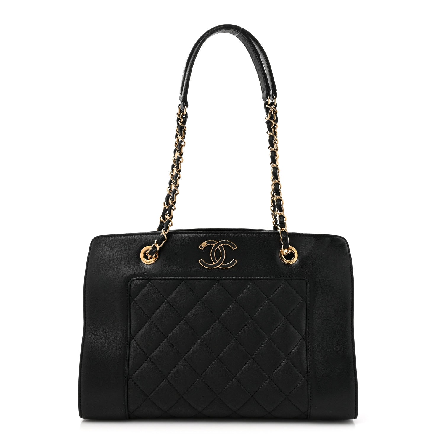 Chanel Sheepskin Quilted Mademoiselle Vintage Shopping Tote Black 1 of 17