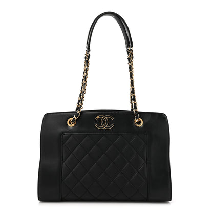 Chanel Sheepskin Quilted Mademoiselle Vintage Shopping Tote Black 1 of 17