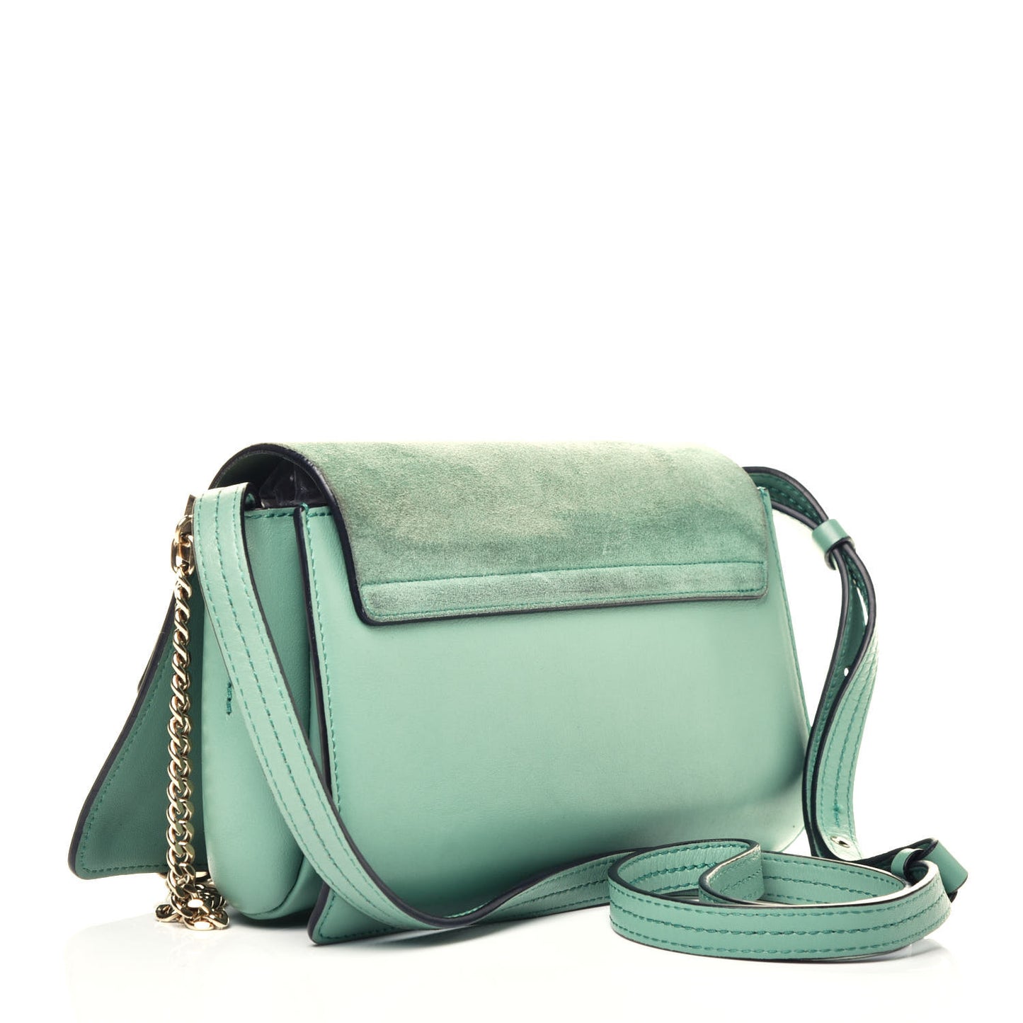 Suede Calfskin Small Faye Shoulder Bag Happy Green