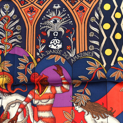 Hermes Silk La Danse Des Amazones Scarf 90 Marine Rouge Violet 2 of 5