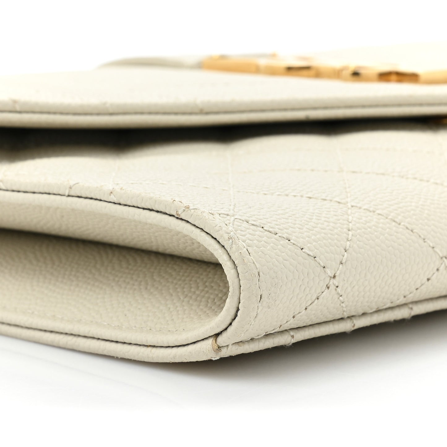 Grain De Poudre Textured Mixed Matelasse Triquilt Monogram Clutch Blanc Vintage