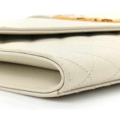 Saint Laurent Grain De Poudre Textured Mixed Matelasse Triquilt Monogram Clutch Blanc Vintage 9 of 17