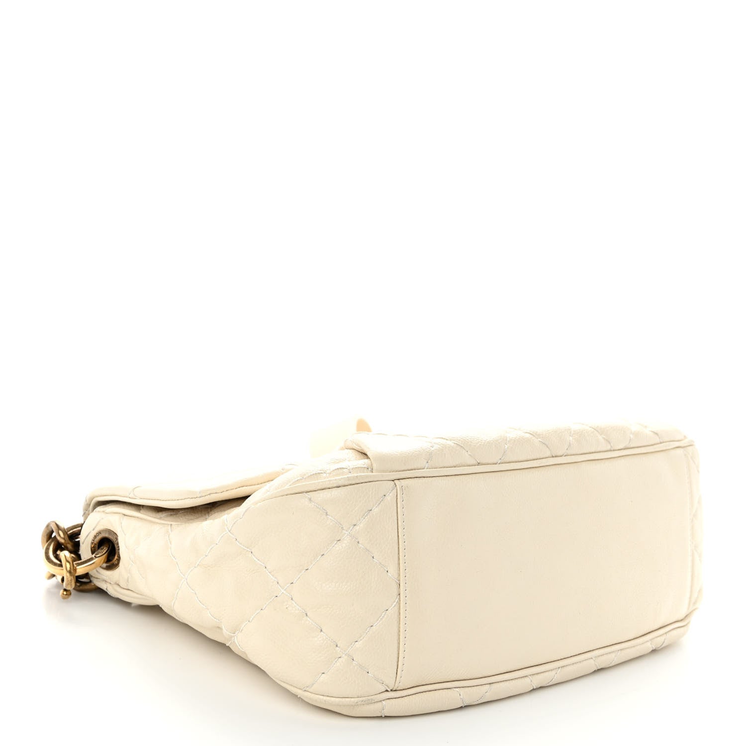 Chanel Crumpled Grained Calfskin Medium Coco Pleats Messenger Flap Dark White 4 of 12