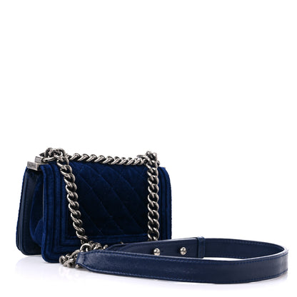 Chanel Velvet Quilted Mini Boy Flap Navy 3 of 10