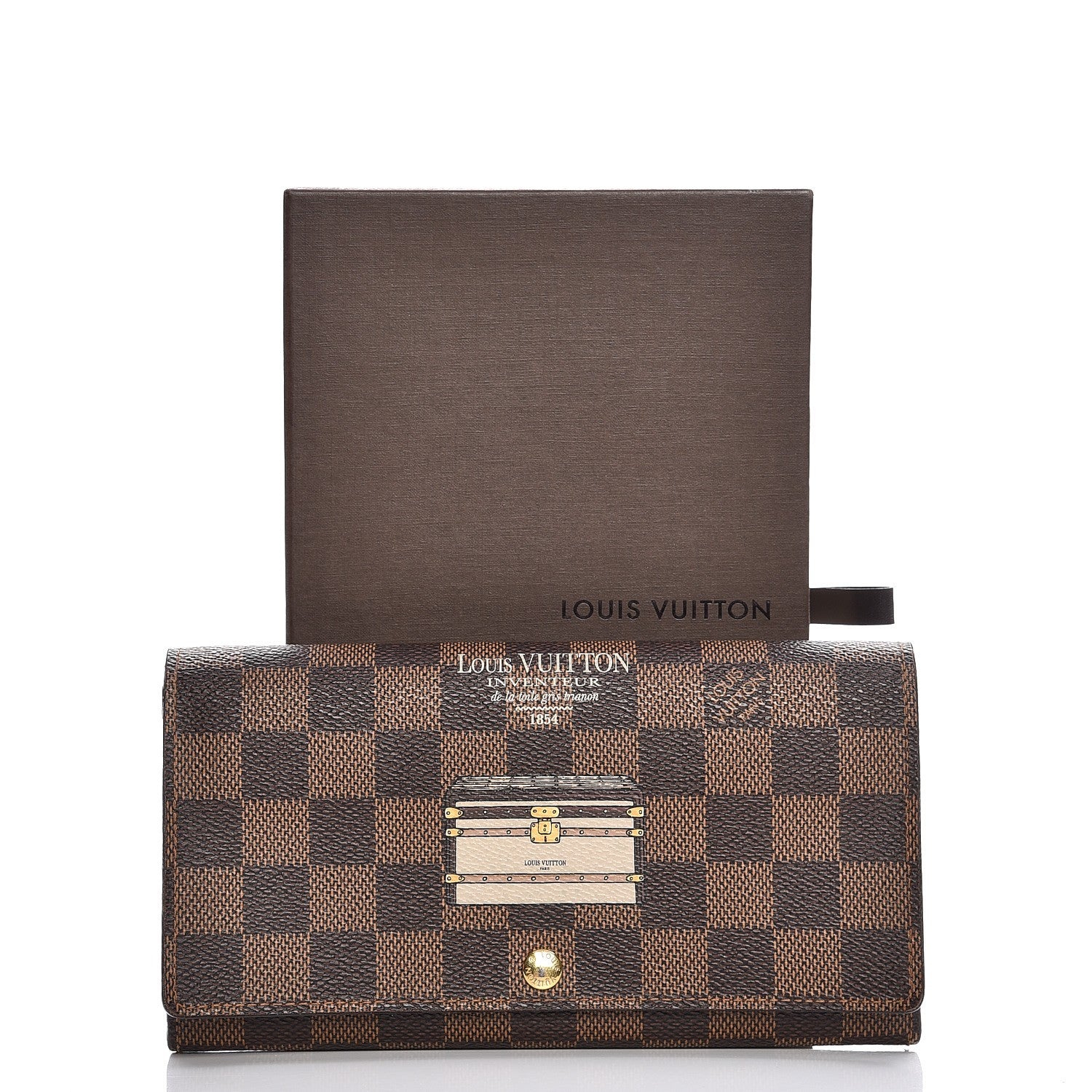 Louis Vuitton Damier Ebene Trunks and Locks Sarah Wallet 9 of 9