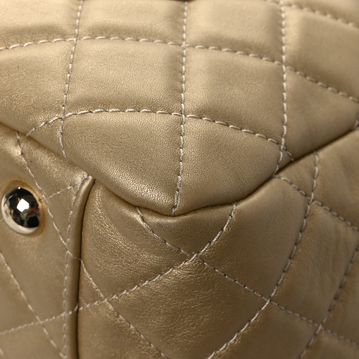 Chanel Metallic Calfskin Quilted Small XXL Travel Flap Bag Gold 12 of 12