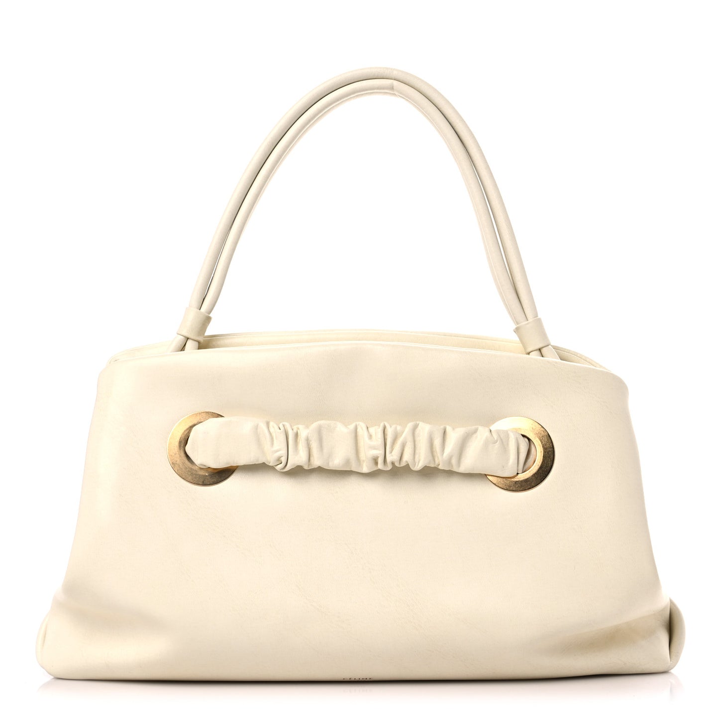 Smooth Calfskin Eyelet Small Top Handle Bag White