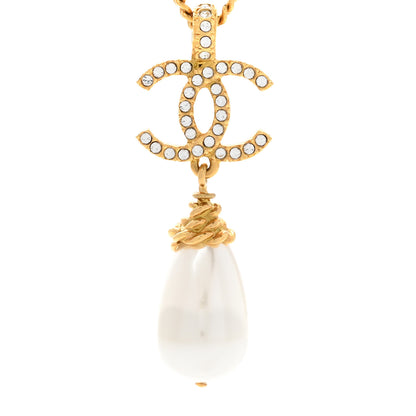 Chanel Pearl Crystal Twisted CC Drop Necklace Gold 4 of 7