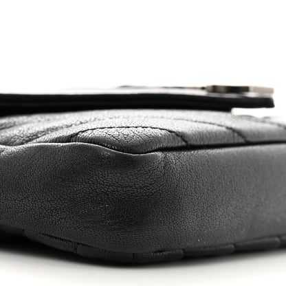Saint Laurent Sheepskin Matelasse Chevron Monogram College Chain Wallet Black 9 of 12