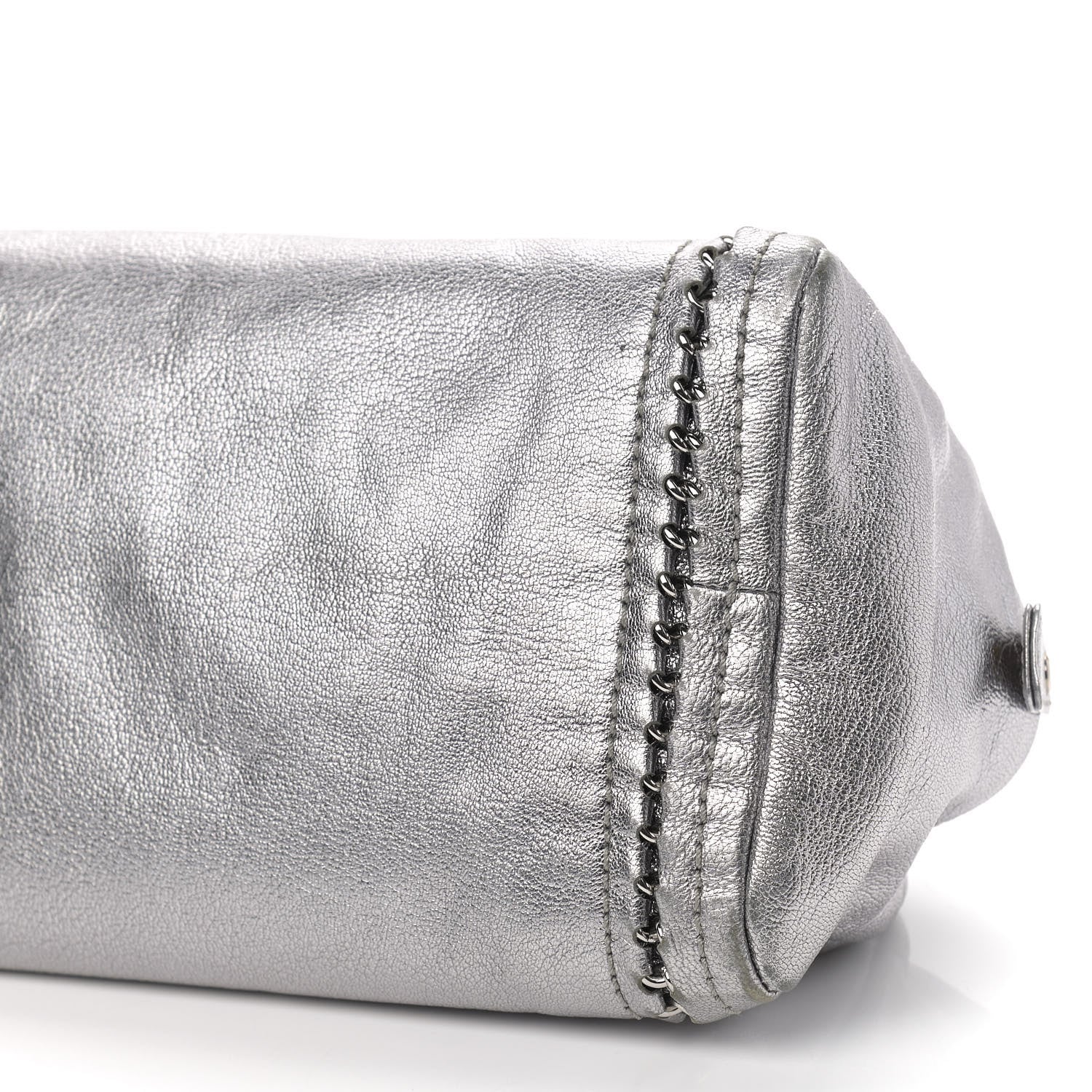 Chanel Metallic Goatskin Medium Luxe Ligne Bowler Silver 6 of 9