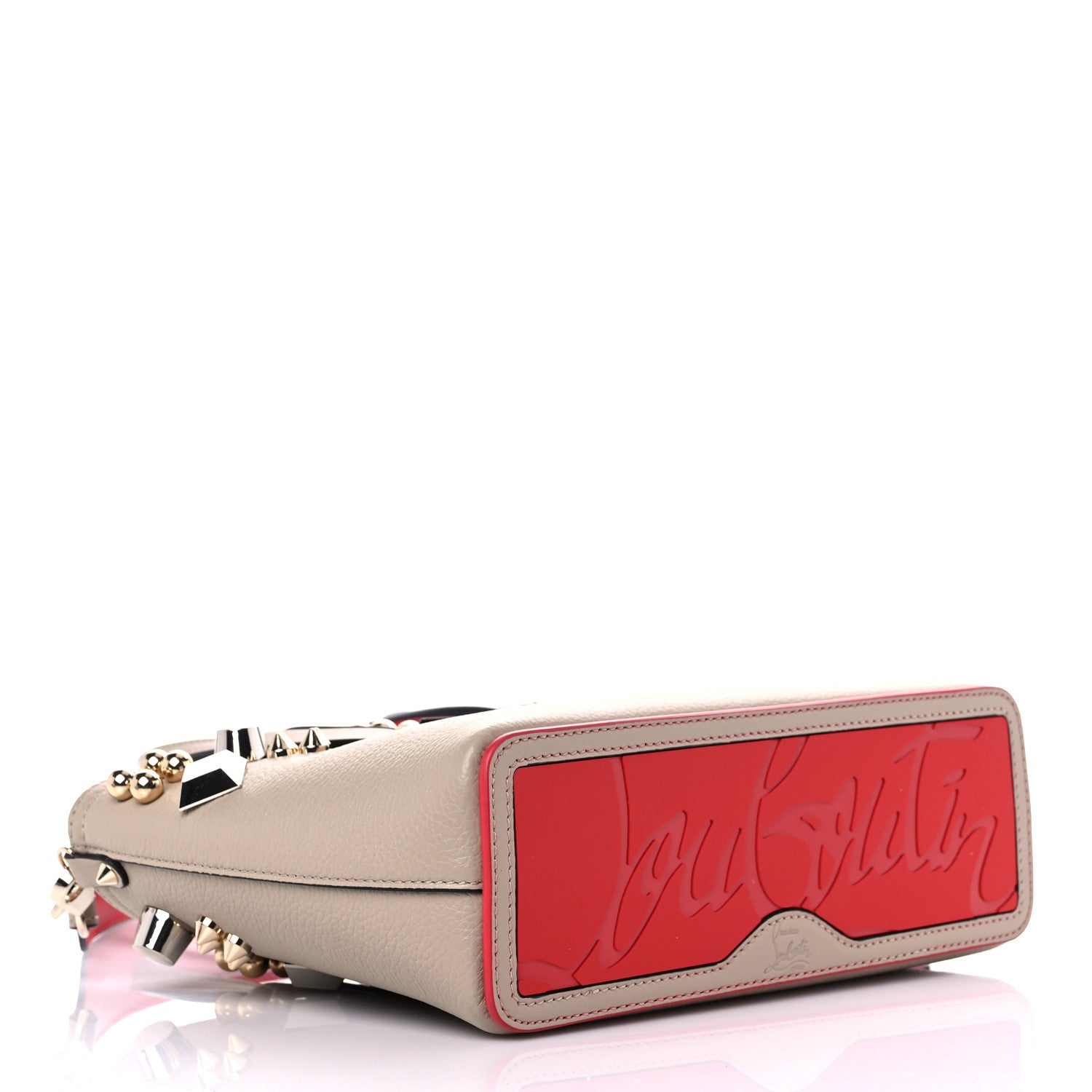 Christian Louboutin Calfskin Empire Spike Studded Mini East West Cabata Tote Feve 4 of 13