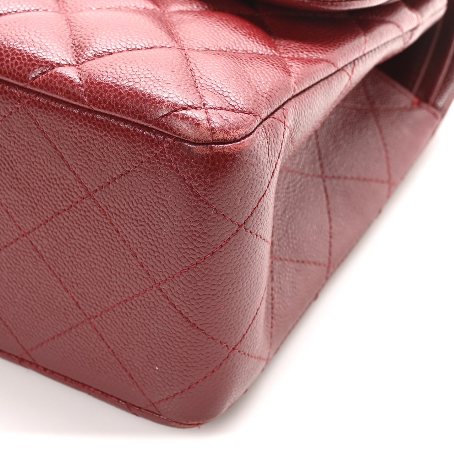 Caviar Quilted Jumbo Double Flap Burgundy