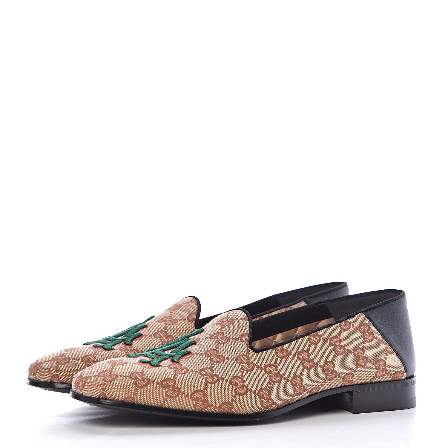 Gucci X MLB GG Monogram LA Dodgers Embroidered Mens Loafers 8.5 Beige Ruggine Black 3 of 8