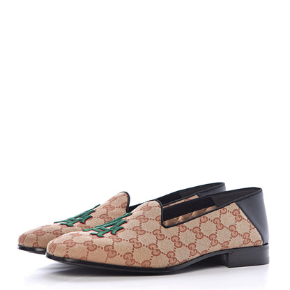 Gucci X MLB GG Monogram LA Dodgers Embroidered Mens Loafers 8.5 Beige Ruggine Black 3 of 8