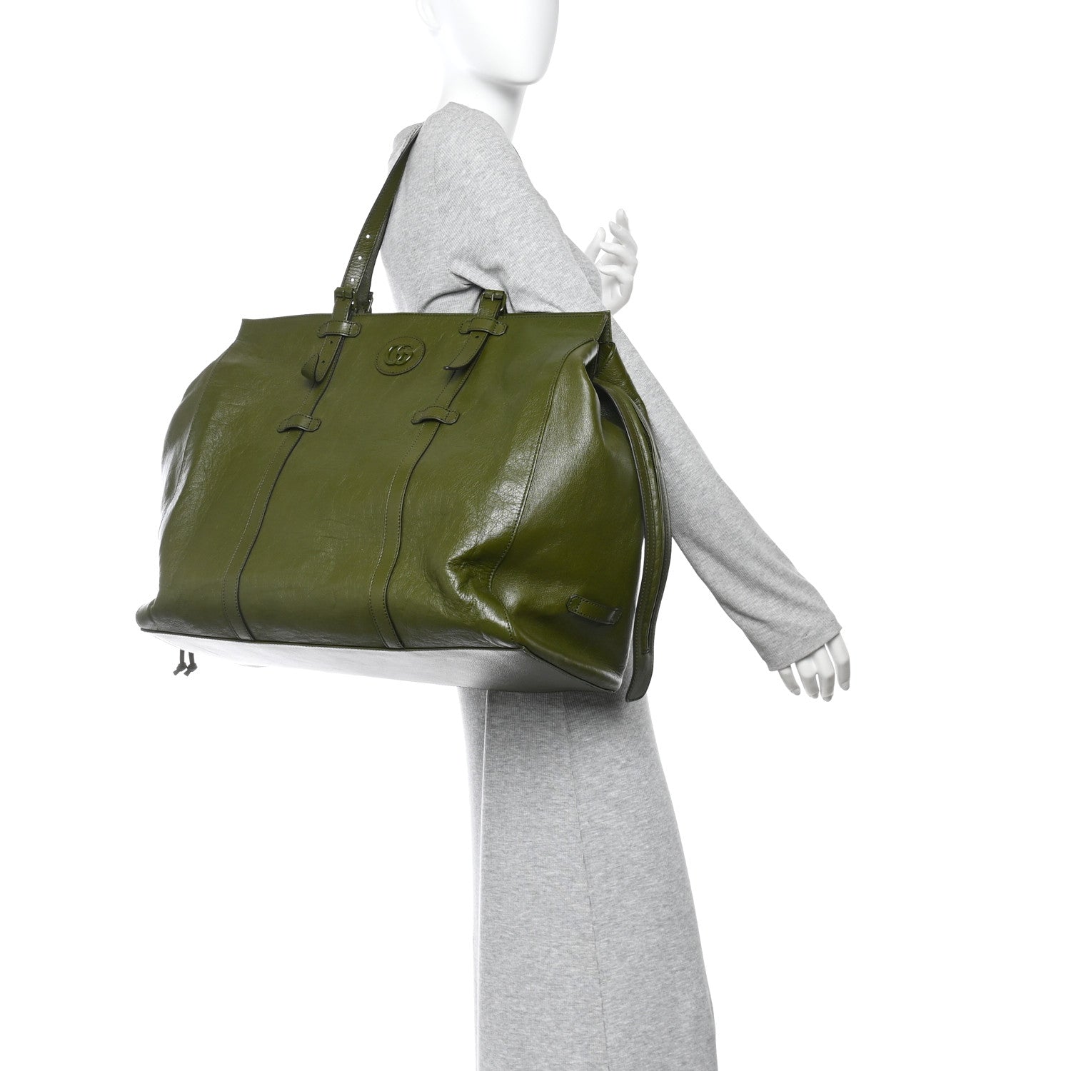 Gucci Piuma Lux Energy Monochrome Medium Double G Tote Bag Military Wood 2 of 10