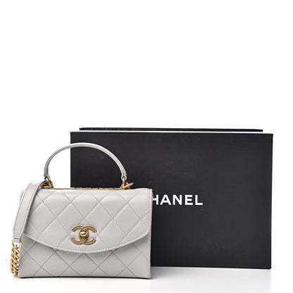 Chanel Lambskin Quilted Small Trendy Spirit Top Handle Bag Light Grey 11 of 11