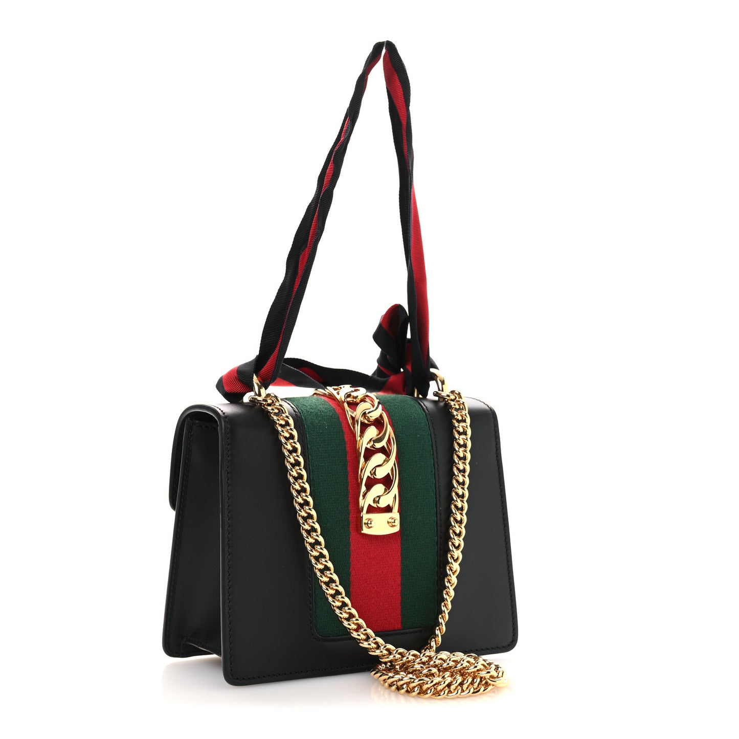 Calfskin Mini Sylvie Chain Shoulder Bag Black