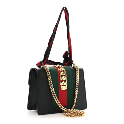Gucci Calfskin Mini Sylvie Chain Shoulder Bag Black 3 of 11