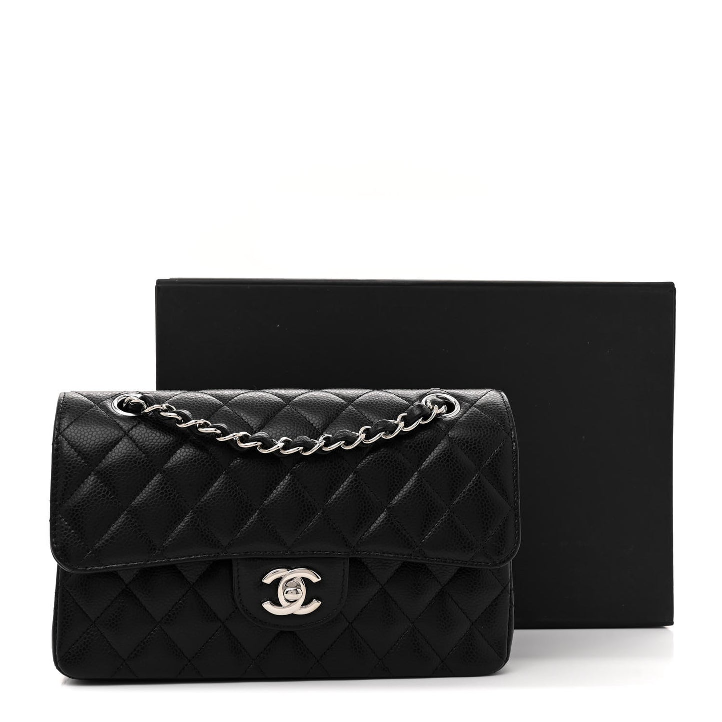 Caviar Quilted Small Double Flap Black