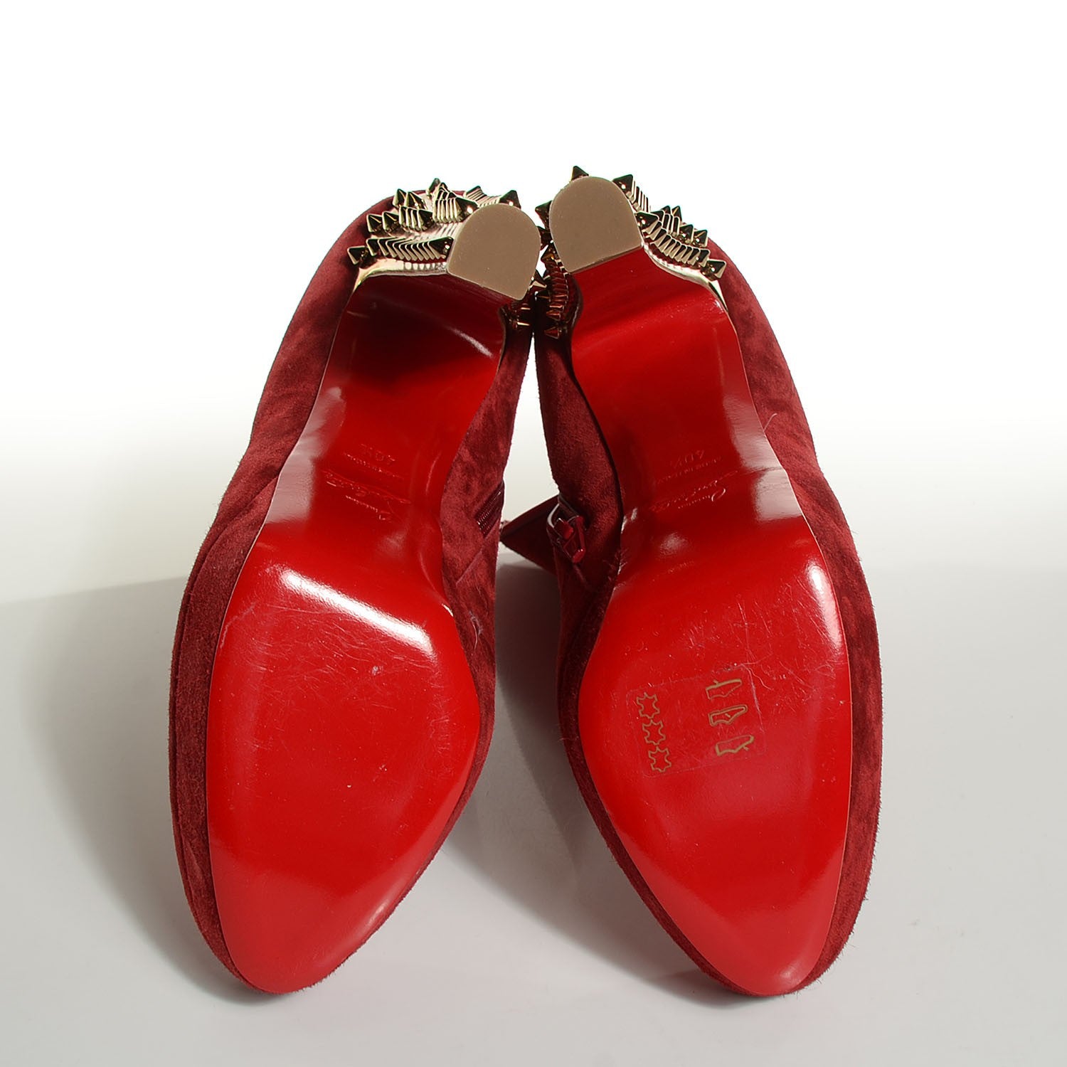 Christian Louboutin Suede Taclou Booty 140 Ankle Boots 40.5 Red 5 of 7