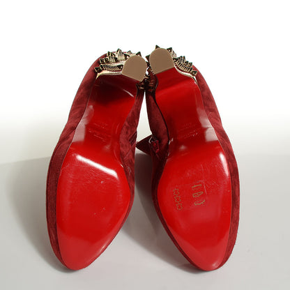 Christian Louboutin Suede Taclou Booty 140 Ankle Boots 40.5 Red 5 of 7