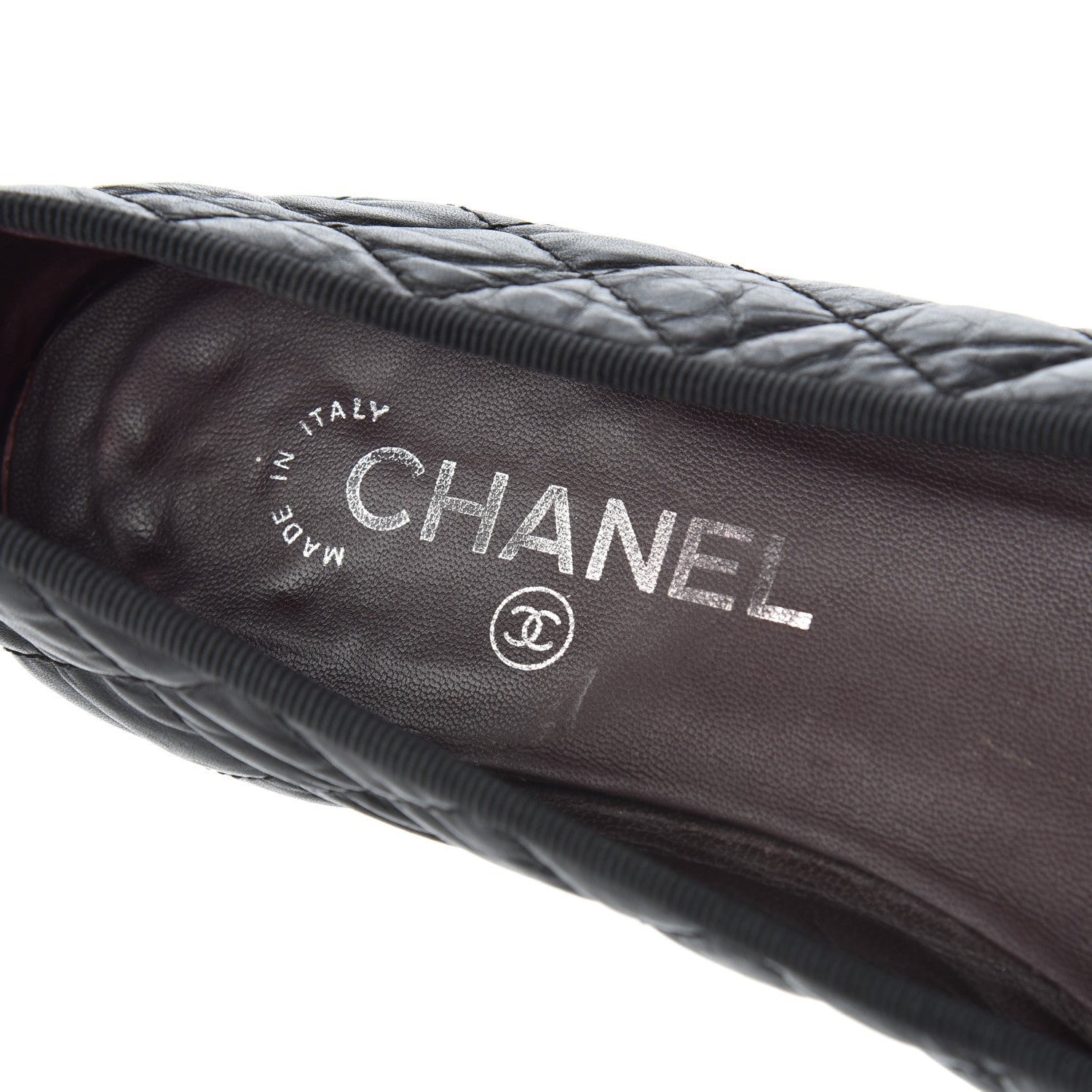 Chanel Aged Calfskin Quilted CC Cap Toe Ballerina Flats 39.5 Black 7 of 21