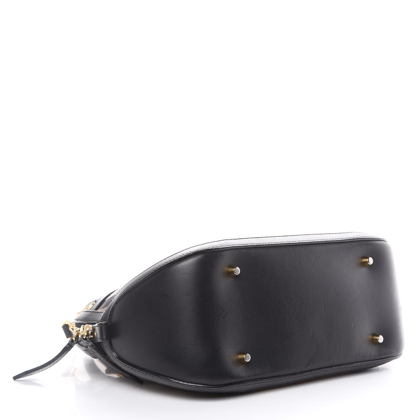 Bridle Calfskin House Check Small Orchard Bowling Bag Black