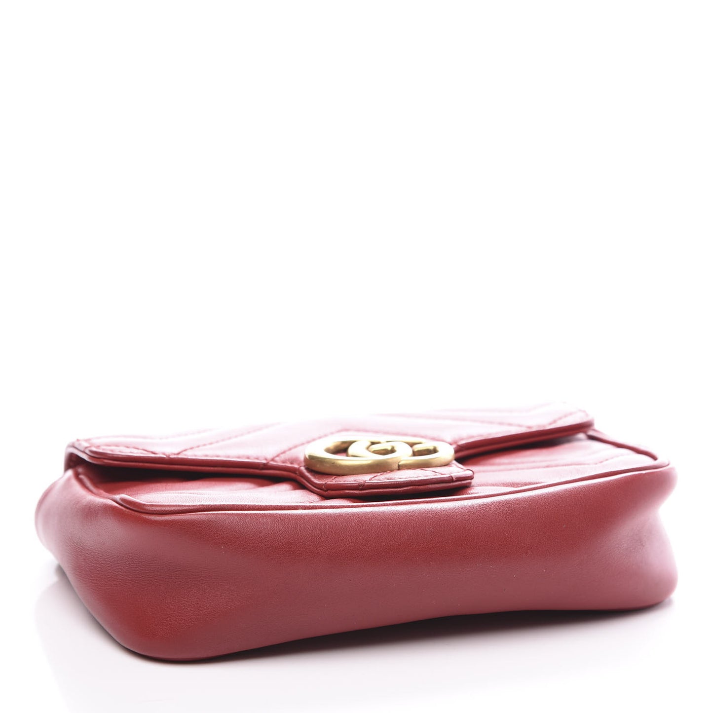 Calfskin Matelasse Super Mini GG Marmont Shoulder Bag Hibiscus Red
