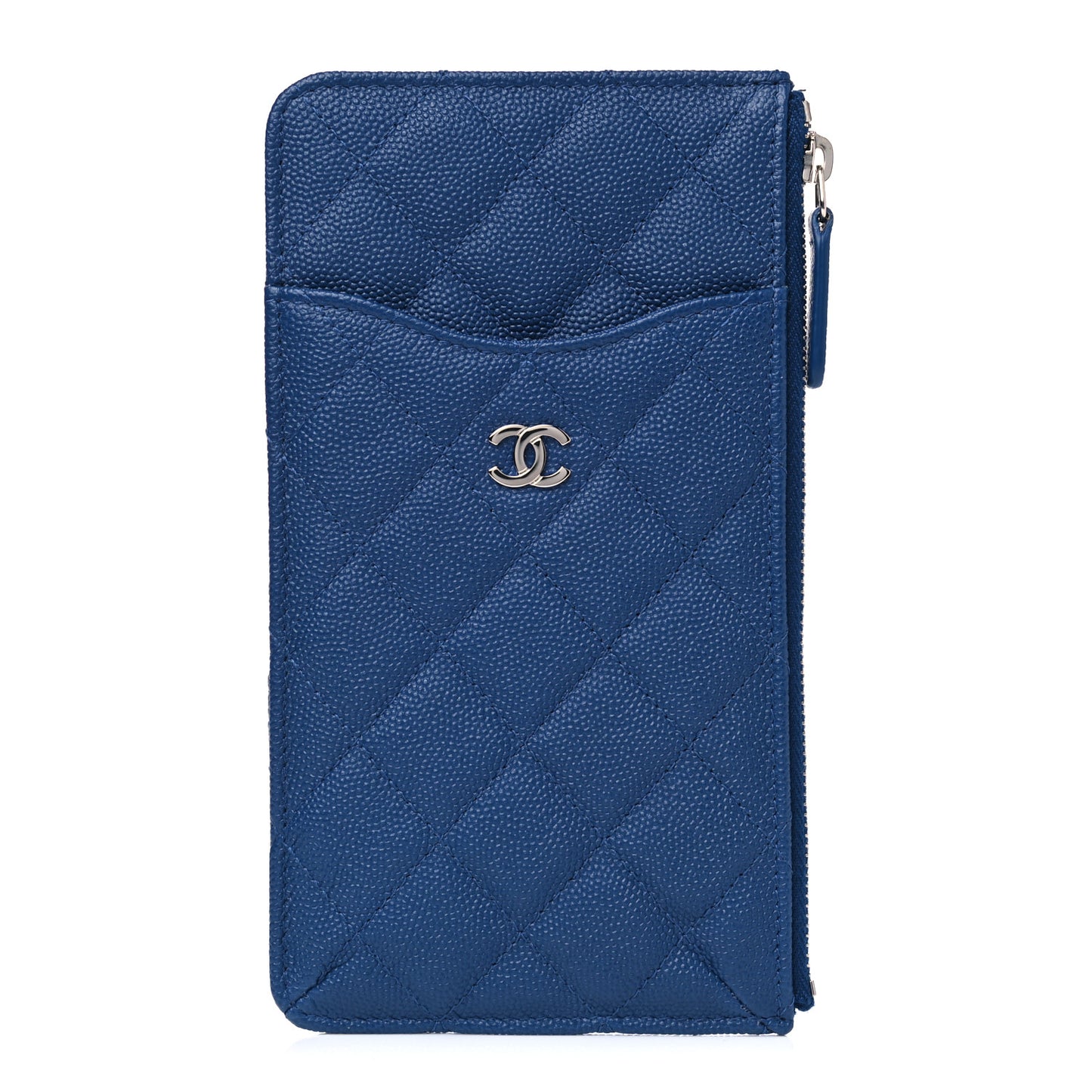 Caviar Quilted Classic Flat Wallet Pouch Blue