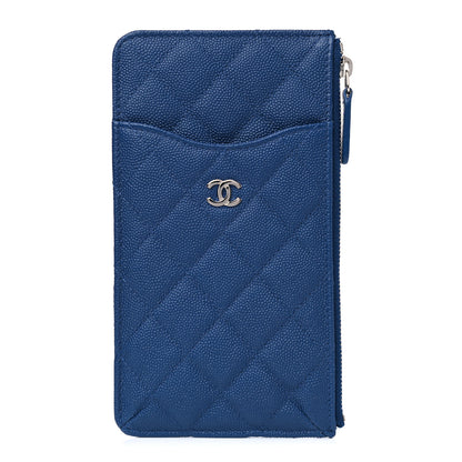 Chanel Caviar Quilted Classic Flat Wallet Pouch Blue 1 of 6