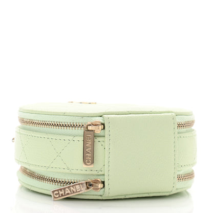 Chanel Caviar Quilted Round Handle With Care Vanity With Chain Light Green 4 of 13