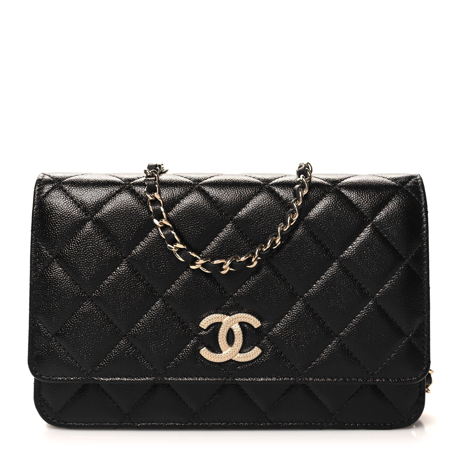 Chanel Caviar Quilted Studded CC Wallet on Chain WOC Black 1 of 12
