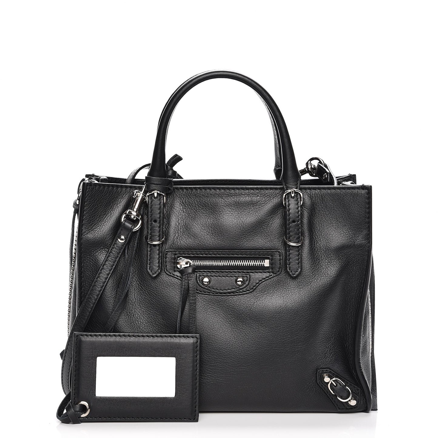 Grained Calfskin Papier Mini A4 Zip Around Tote Black