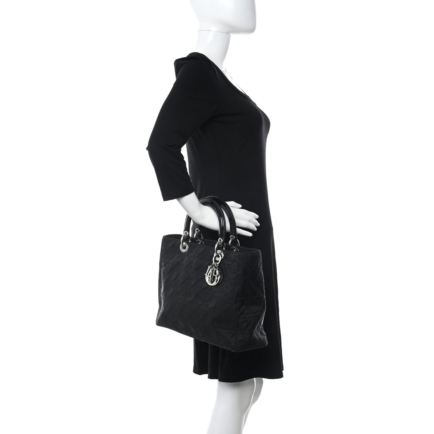 Nylon Cannage Large Lady Dior Black