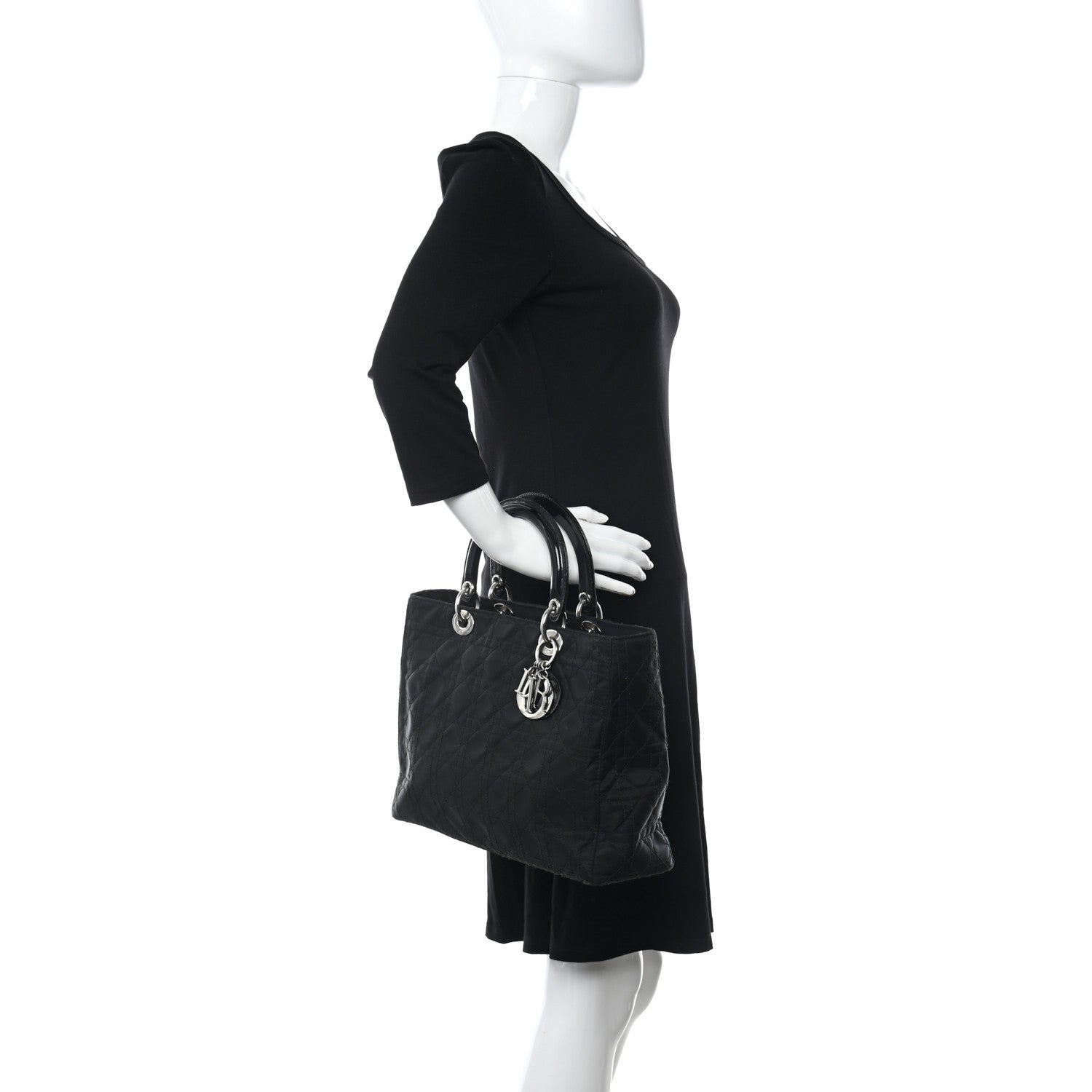 Christian Dior Nylon Cannage Large Lady Dior Black 2 of 12