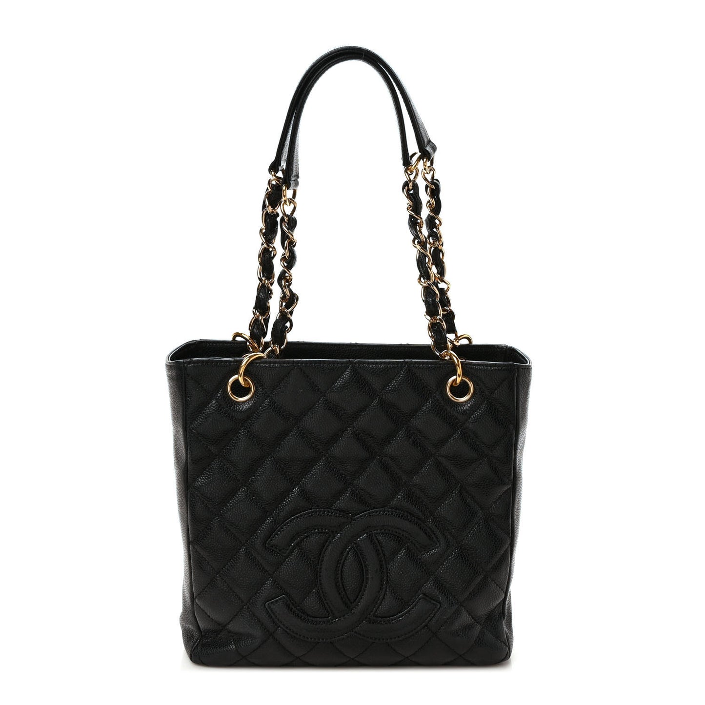 Caviar Quilted Petit Shopping Tote PST Black