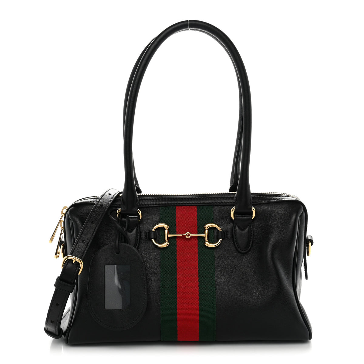 Gucci Calfskin Web Medium Borsetto Boston Black 1 of 9