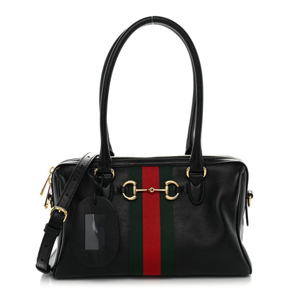 Gucci Calfskin Web Medium Borsetto Boston Black 1 of 9