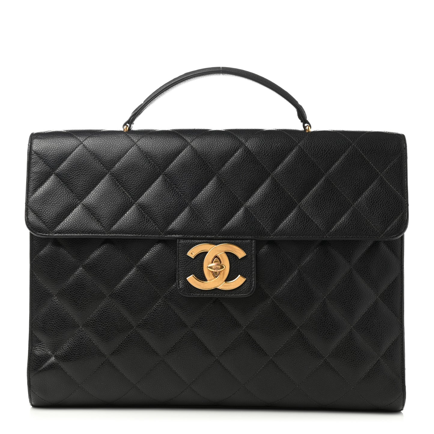 Caviar Quilted Briefcase Laptop Bag Black
