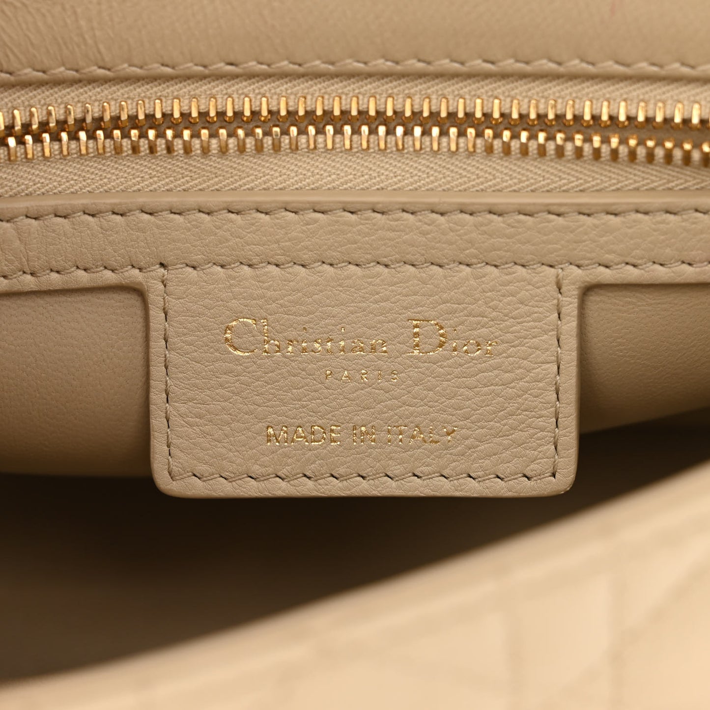Calfskin Cannage Small Caro Bag Beige