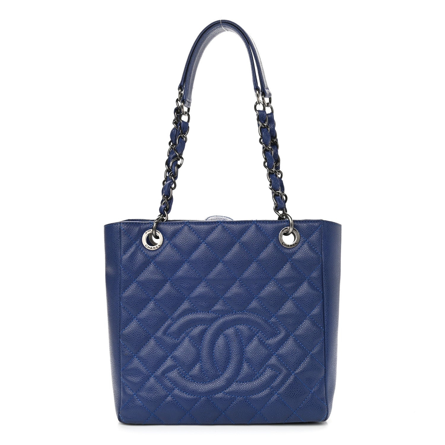 Chanel Caviar Quilted Petit Shopping Tote PST Blue 1 of 12
