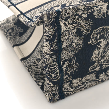 Christian Dior Canvas Embroidered Medium Toile De Jouy Reverse Book Tote Blue 8 of 10
