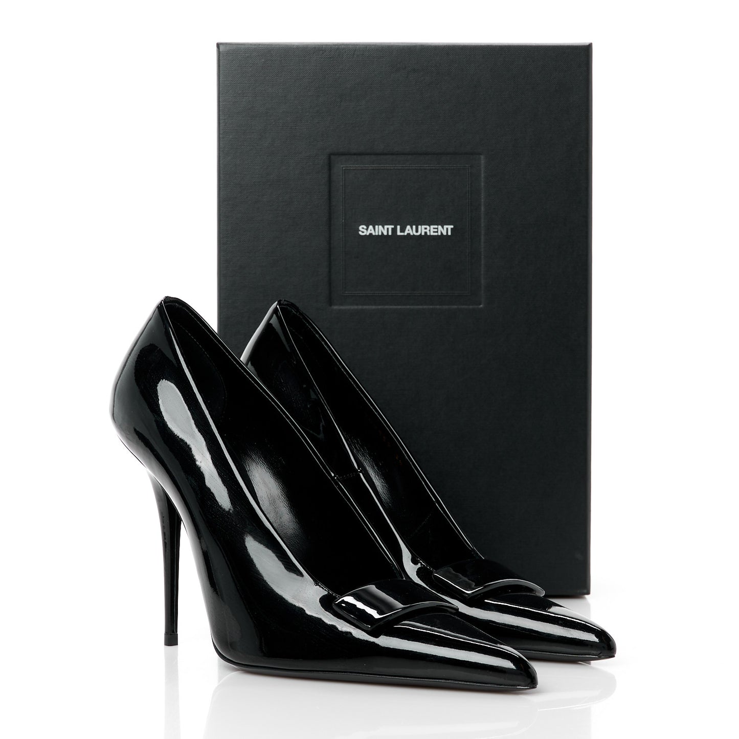 Patent Calfskin Kayla 110 Pumps 38 Black