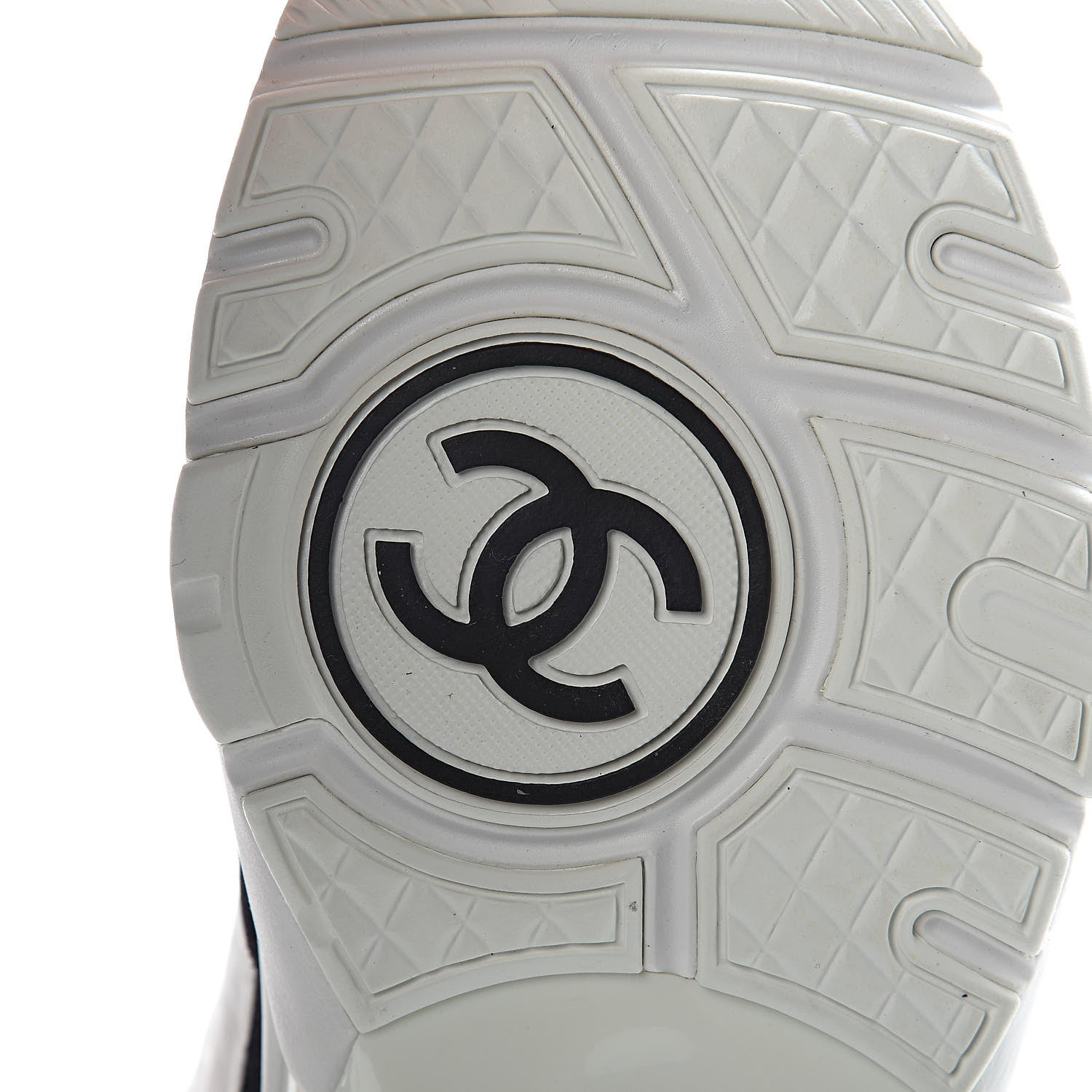 Chanel Nylon Calfskin Suede CC Womens Sneakers 38 Navy White Orange 6 of 9