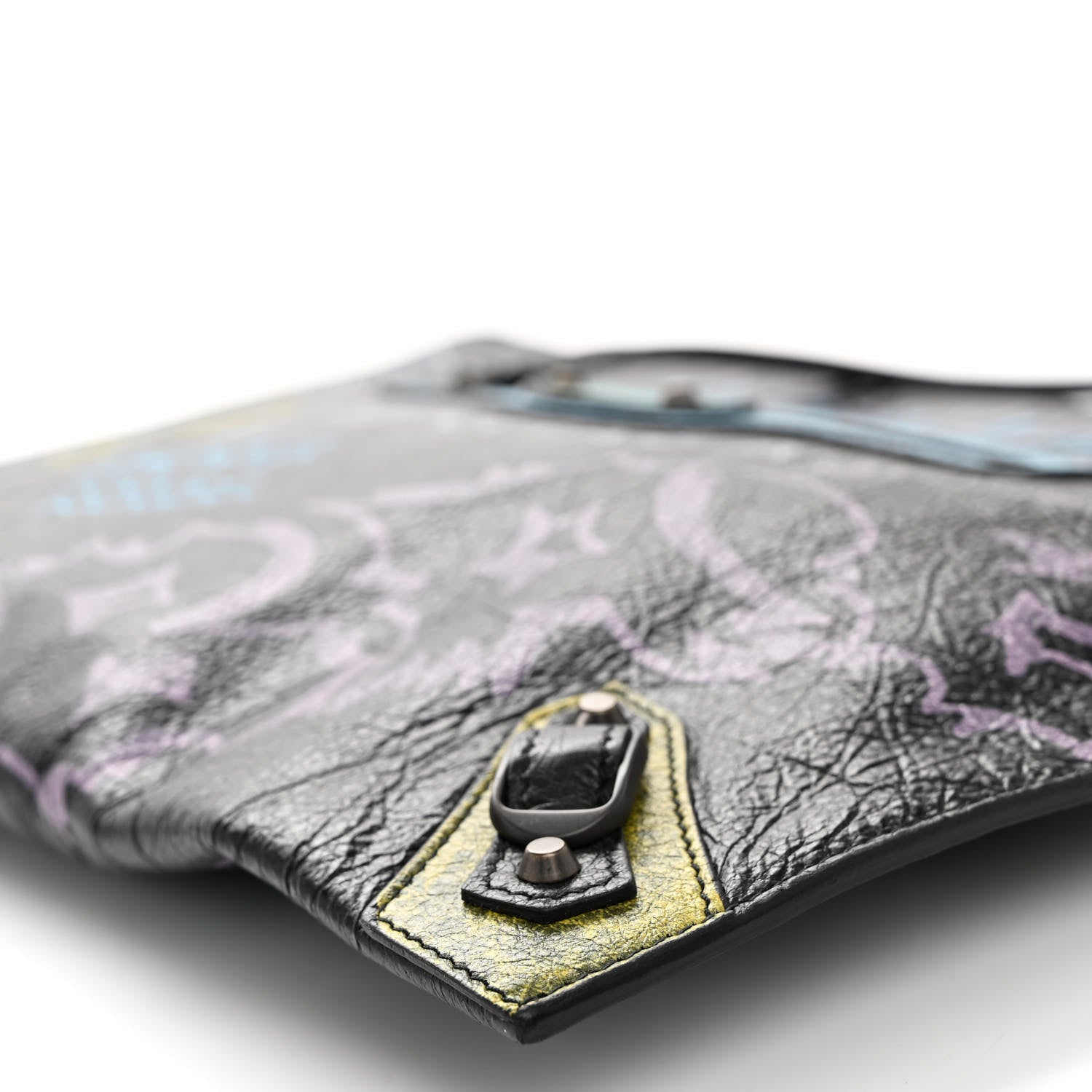 Balenciaga Agneau Classic Hardware Graffiti Small Pouch Black Multicolor 10 of 10