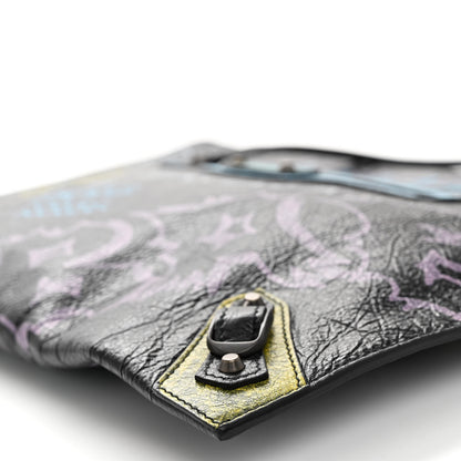 Balenciaga Agneau Classic Hardware Graffiti Small Pouch Black Multicolor 10 of 10