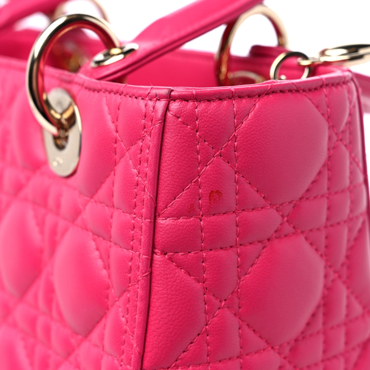 Lambskin Cannage Medium Lady Dior Fuchsia