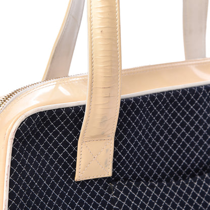 Chanel Patent Jersey Quilted Bowler Navy Blue 12 of 18