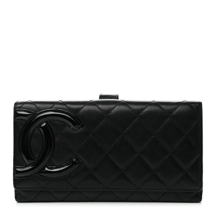 Chanel Calfskin Quilted Cambon Long Double Wallet Black 1 of 12