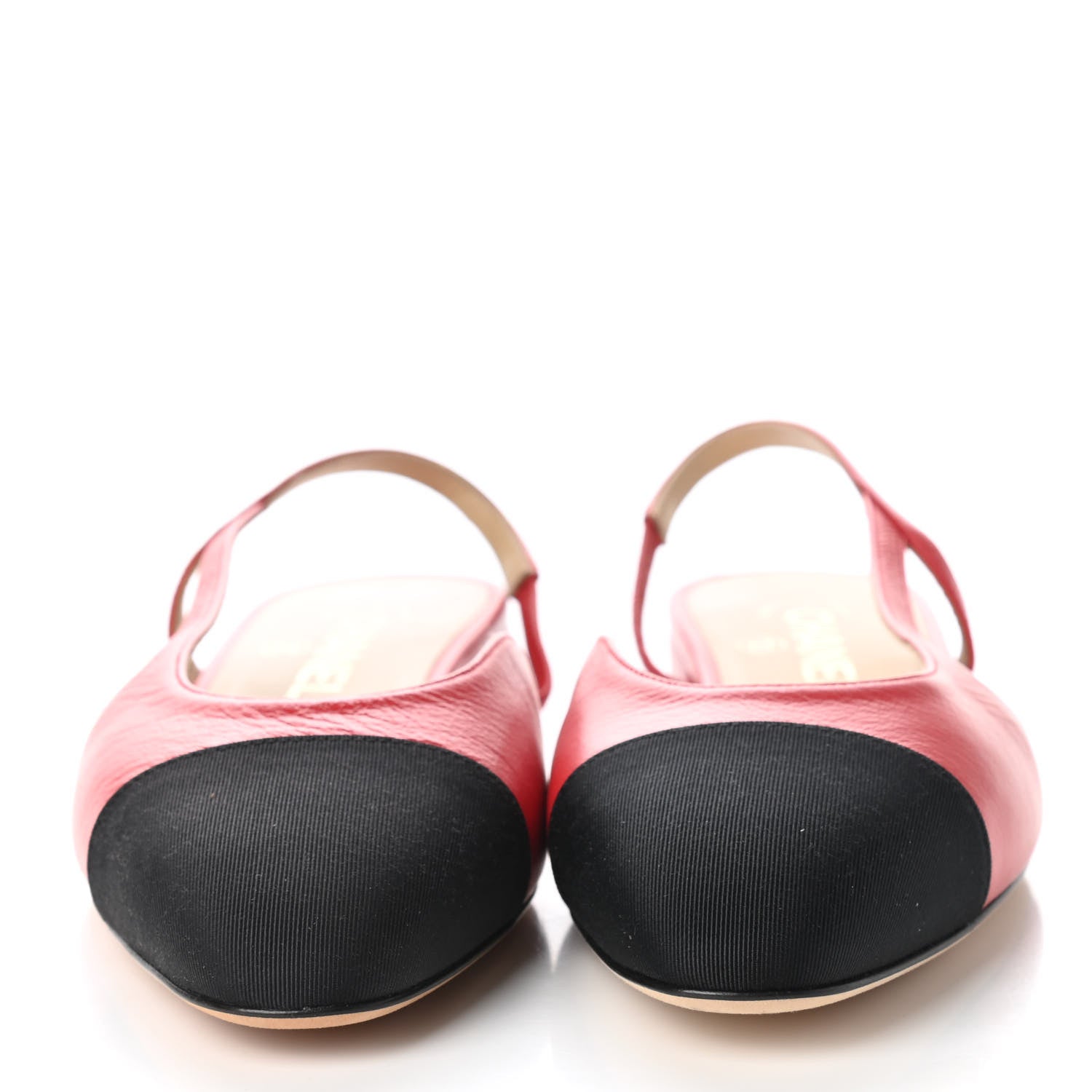 Chanel Lambskin Grosgrain Coco Cap Toe CC Slingback Flats 37 Red Black 2 of 8